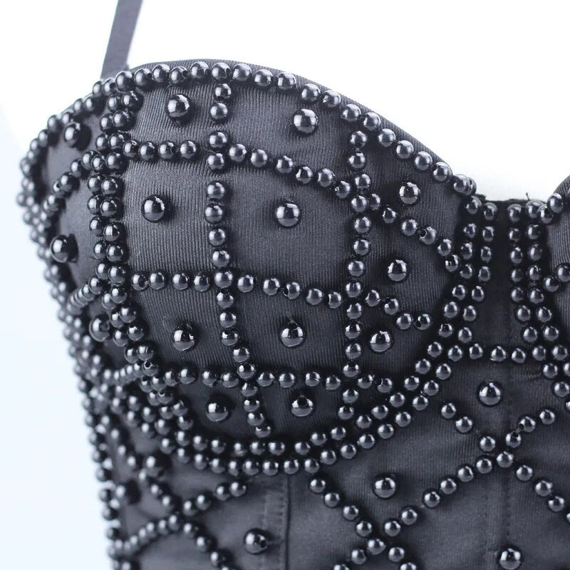 Hallolilla luxury Women Bra Sexy Handmade Rhinestone Corset Party Clothes Lady Push Up Bra Woman Tops Clothing Gothic Shaper Bra