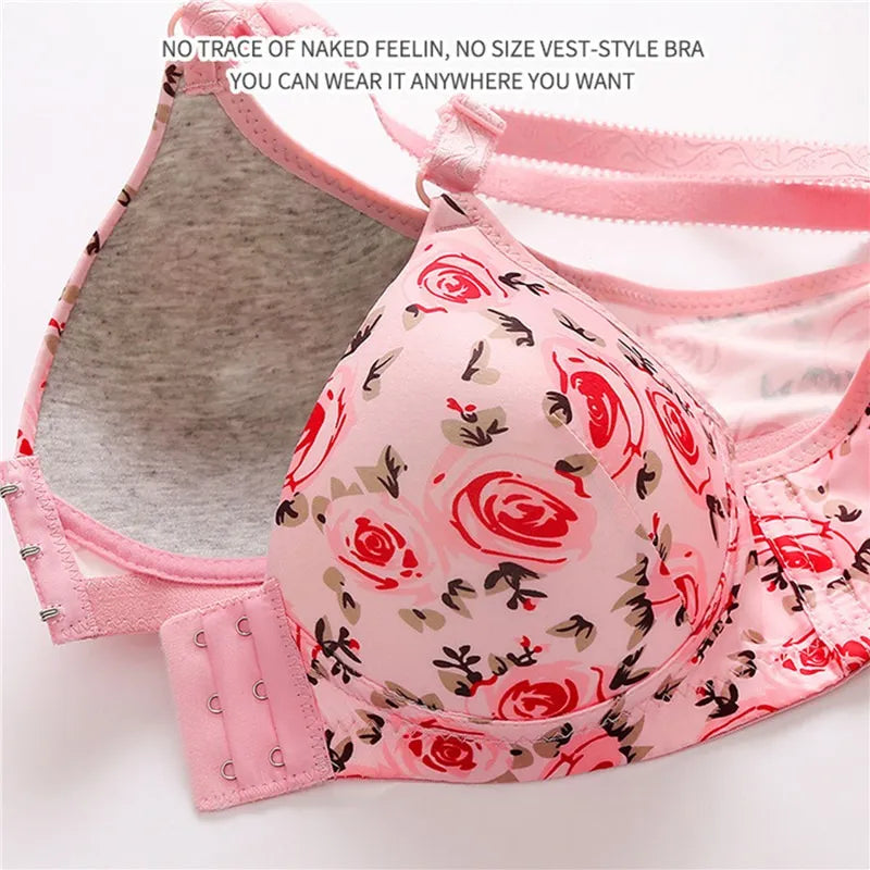 Sexy Push Up Bras Front Closure Floral Brassiere Wireless Bralette Breast Seamless Bras For Women Underwear Plus Size