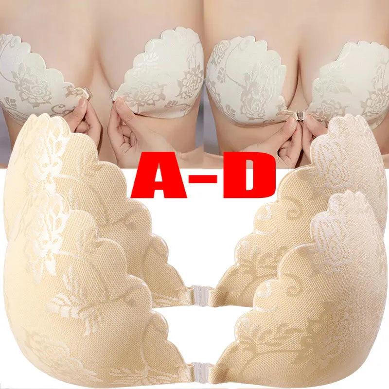 Our Lace Push Up Invisible Bra Women Adhesive Strapless Backless Solid Bra Sticky Silicone Nipple Cover Underwear Bust Breast Pads