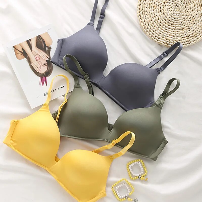 Our Women Seamless Bra Sexy No Wire Push Up Underwear Girls Breathable Thin 10 Colors Bras Female's Bra Breathable Gathered