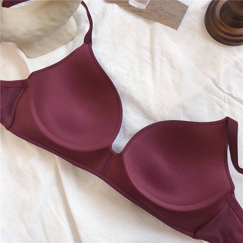 Our Sexy Silk Wireless Bra For Women High-quality Gather Sexy Underwear Push Up Simple Lingerie Seamless Brassiere Bralette