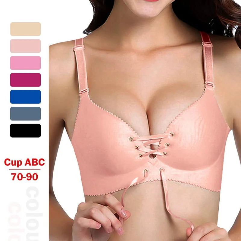 Our Sexy Bandage Straps Push Up Bra Gather Adjustment Seamless Bralette Women Sexy Underwear No Steel Ring Comfortable Lingerie