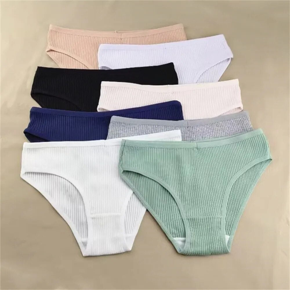 Our Fabia cheeky and hipster 3Pcs/Pack M-XXL Simple Ribbed Cotton Briefs Women Pack Plus Size Sexy Panties Ladies Comfortable Underwear Lingerie