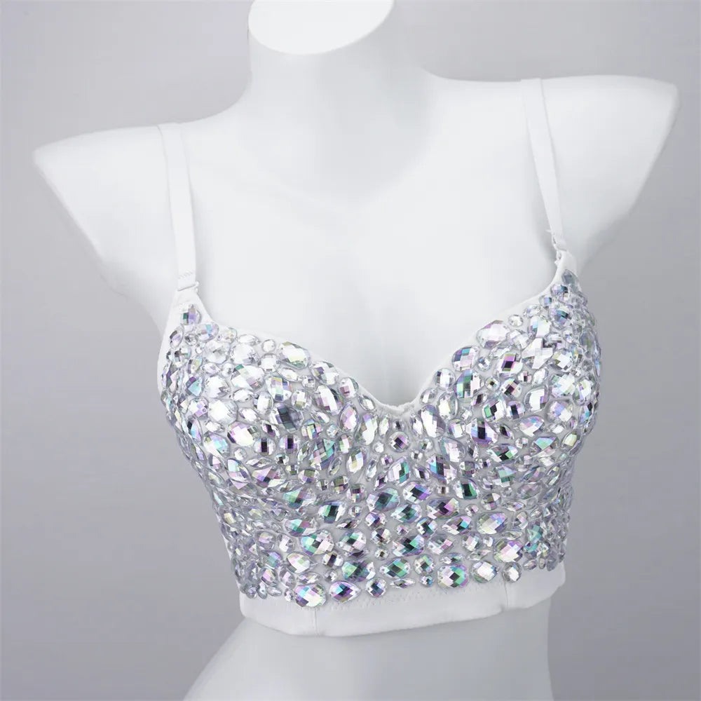 Our Rhinestone Streetwear Push Up Bustier Top Women Underbust Corset Fashion Lingerie Crop Tops Woman Clothes Bralette