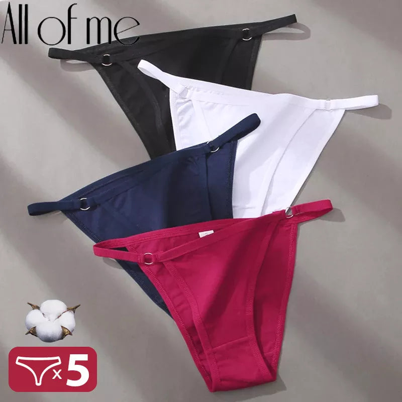 Our all of me 5PCS/Set Sexy Underwear Cotton Panties Women Lingerie Female Underpants Hoop Design Waistband Briefs Intimate Bikini Panty Woman