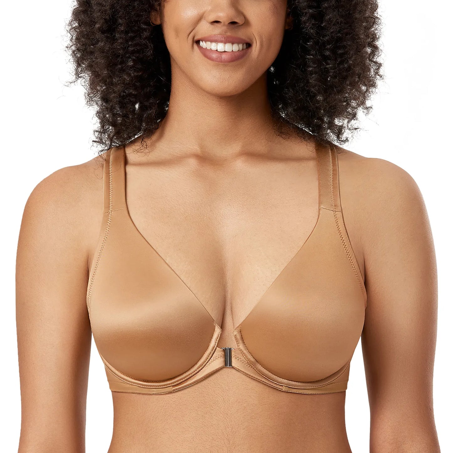 Our classy Women's satin Front Closure Bra Plus Size Seamless Plunge Unlined Racerback Underwire Bras For Women D DD E F G H