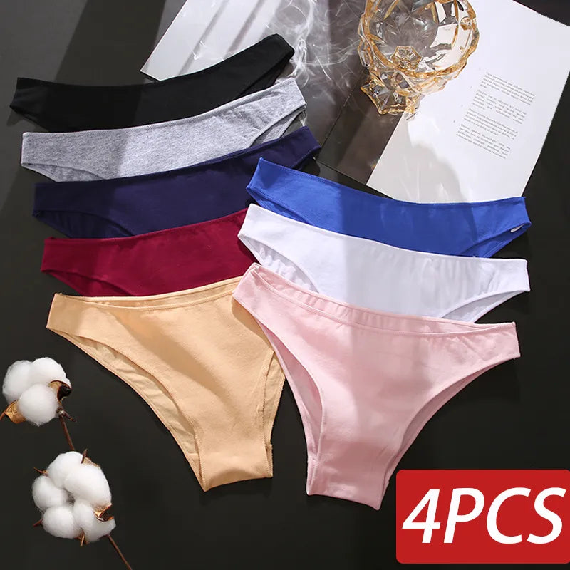 Our cheeky/ hipster Seamless Women's Cotton Briefs Women Panties Intimates Solid Breathable Underwear Female Low Waist Comfort Lingerie 4PCS/Set