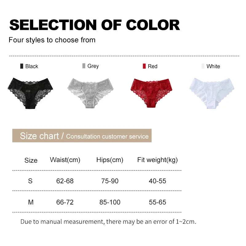 Our 4pcs Fashion Sexy Panties Comfortable Briefs Exquisite Crotchless Shorts Solid Lingerie Sexy Lace Hollow Out Underwear Women