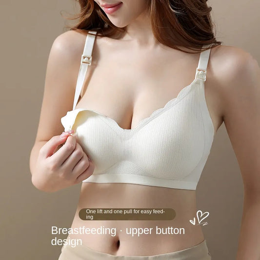 Our simple Wirefree Nursing Clothing Cotton Breastfeeding Bra for Pregnant Women Pregnancy Breast Sleep Underwear Non-steel Ring