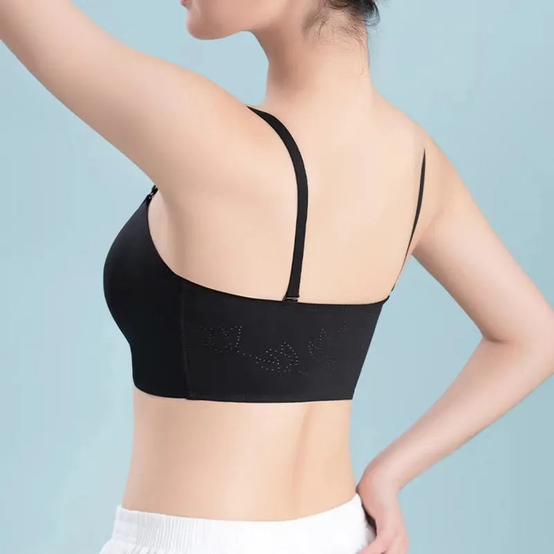 Out strapless Front Buckle Gathered Non-slip, Anti-sagging, No Trace, No Steel Ring, Women's Underwear, Invisible Strapless Women's Bra Strap