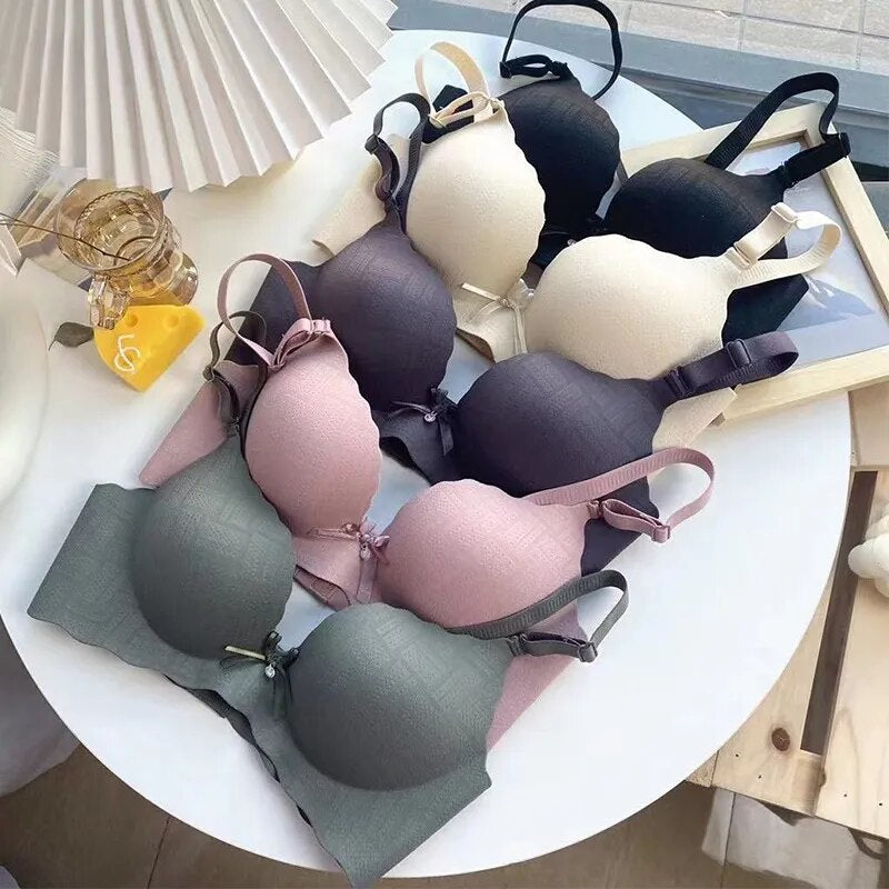 Our madelained One-piece Push Up Thick Padded Cup Women's Bra Seamless Wire Free Lingerie Plunge Girl Brassiere