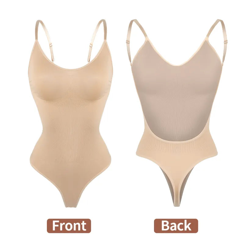 Margarita Bodysuit Shape-wear Deep V-Neck Body Shaper Backless U Plunge Thong Shapers Waist Trainer Women Clear Strap Padded Push Up Corset