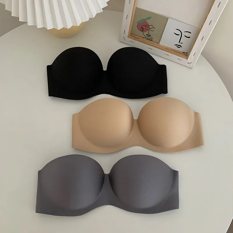 Our Women's Sexy Strapless Bra Push Up Padded Bras Female Underwear Seamless Invisible Bralette Without Straps Ladies Lingerie Bras